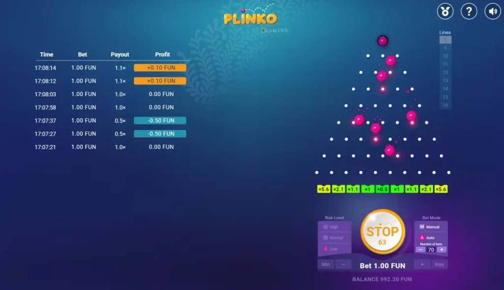 1Win Plinko
